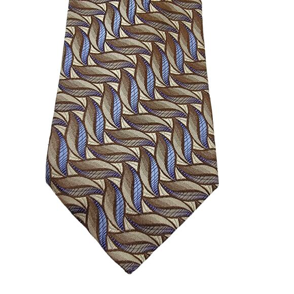 John W. Nordstrom 100% Silk Made in Italy Brown Blue Cream Necktie Tie - OS - Picture 2 of 5